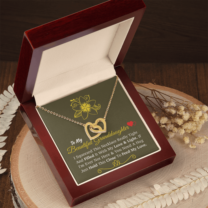 For My Beloved Granddaughter - Interlocking Hearts Necklace - A "Hug From Afar" Message - The Love Sparkle