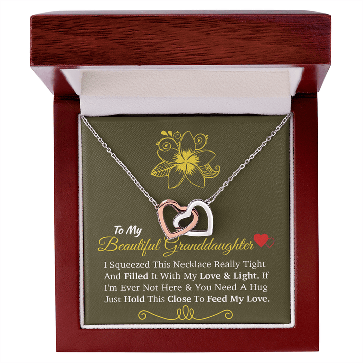 For My Beloved Granddaughter - Interlocking Hearts Necklace - A "Hug From Afar" Message - The Love Sparkle