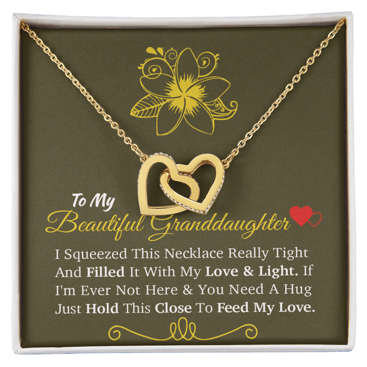 For My Beloved Granddaughter - Interlocking Hearts Necklace - A "Hug From Afar" Message - The Love Sparkle