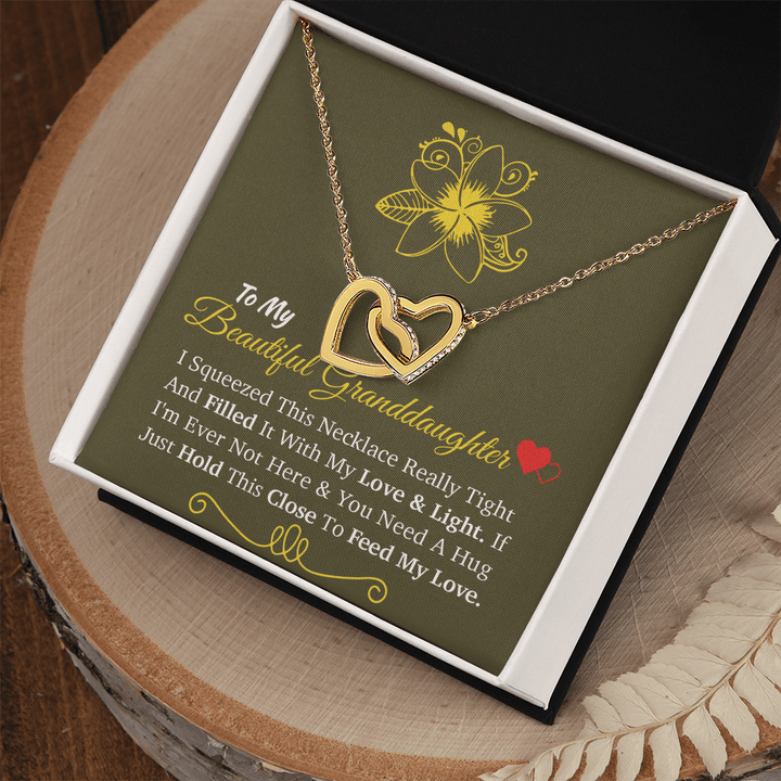 For My Beloved Granddaughter - Interlocking Hearts Necklace - A "Hug From Afar" Message - The Love Sparkle