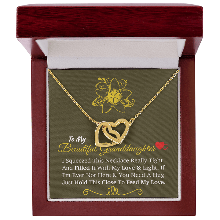 For My Beloved Granddaughter - Interlocking Hearts Necklace - A "Hug From Afar" Message - The Love Sparkle
