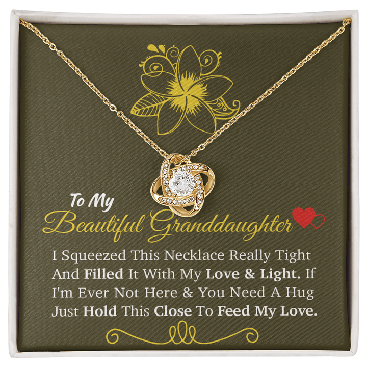 For My Beloved Granddaughter - Love Knot Necklace - A "Hug From Afar" Message - The Love Sparkle