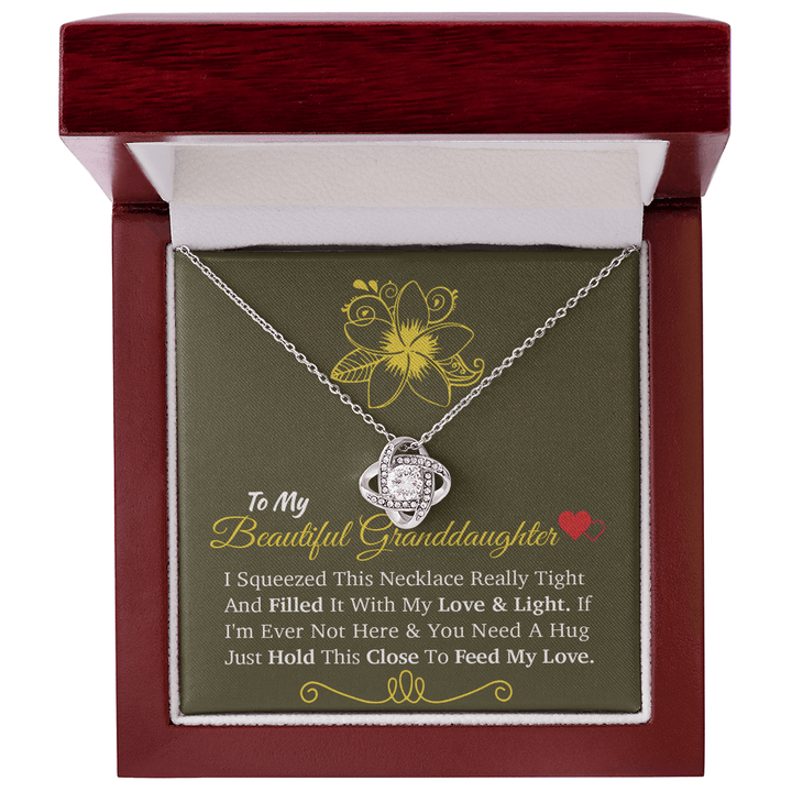 For My Beloved Granddaughter - Love Knot Necklace - A "Hug From Afar" Message - The Love Sparkle