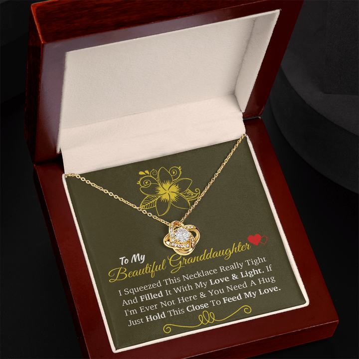 For My Beloved Granddaughter - Love Knot Necklace - A "Hug From Afar" Message - The Love Sparkle