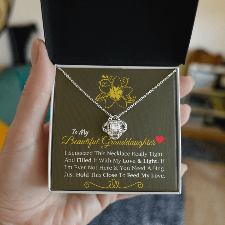 For My Beloved Granddaughter - Love Knot Necklace - A "Hug From Afar" Message - The Love Sparkle