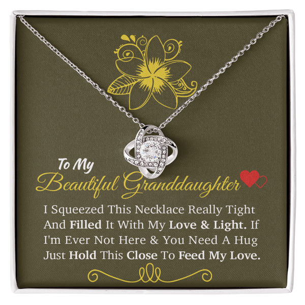For My Beloved Granddaughter - Love Knot Necklace - A "Hug From Afar" Message - The Love Sparkle