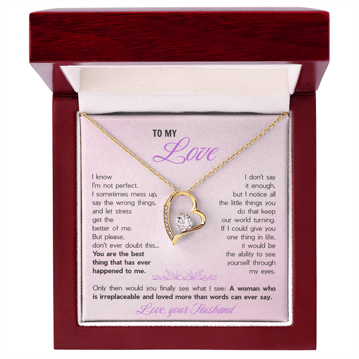 Forever Love Necklace for Wife - Romantic Gift from Husband with Heartfelt "You're The Best Thing" Message Card - The Love Sparkle