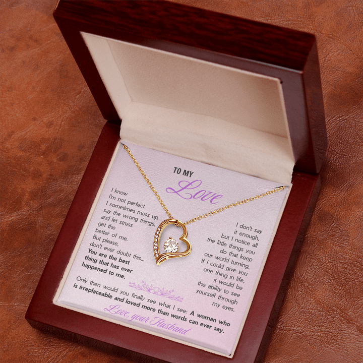 Forever Love Necklace for Wife - Romantic Gift from Husband with Heartfelt "You're The Best Thing" Message Card - The Love Sparkle