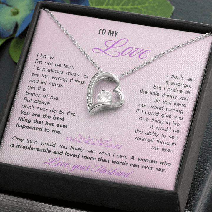 Forever Love Necklace for Wife - Romantic Gift from Husband with Heartfelt "You're The Best Thing" Message Card - The Love Sparkle
