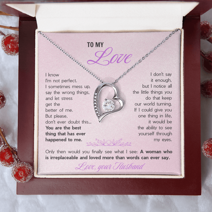 Forever Love Necklace for Wife - Romantic Gift from Husband with Heartfelt "You're The Best Thing" Message Card - The Love Sparkle