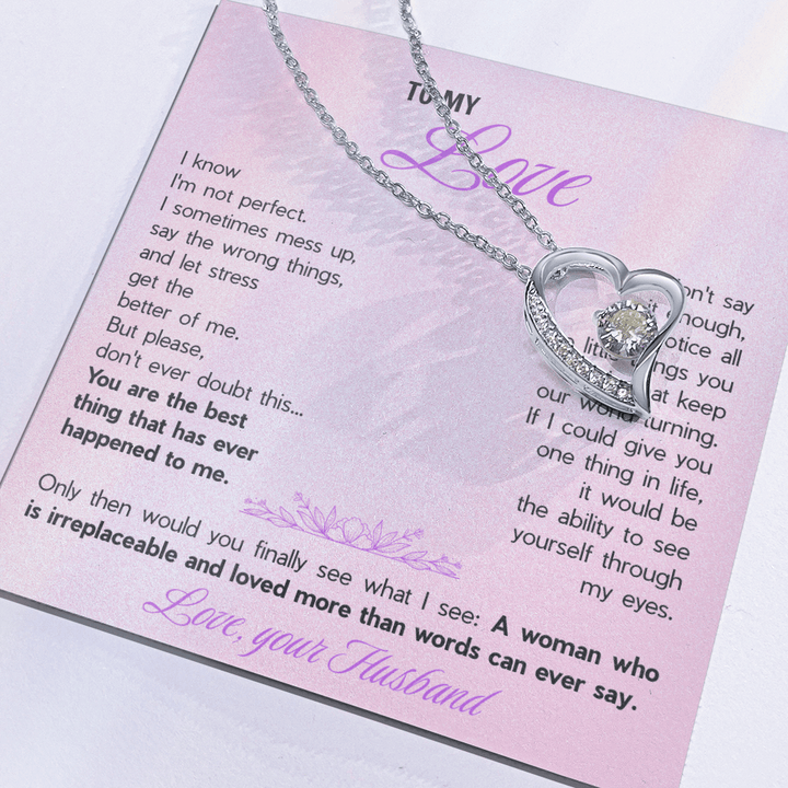 Forever Love Necklace for Wife - Romantic Gift from Husband with Heartfelt "You're The Best Thing" Message Card - The Love Sparkle
