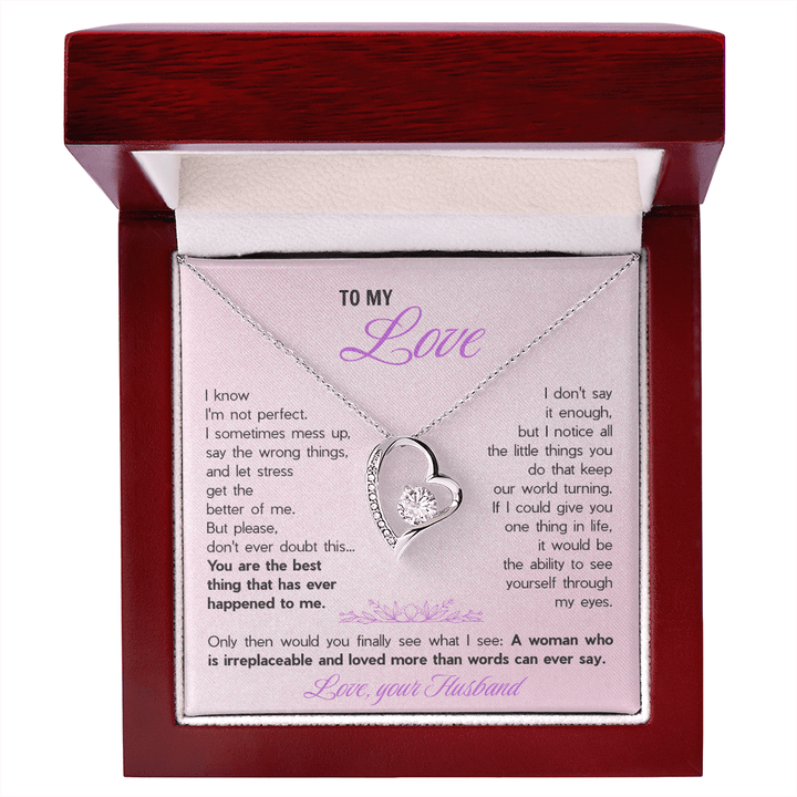 Forever Love Necklace for Wife - Romantic Gift from Husband with Heartfelt "You're The Best Thing" Message Card - The Love Sparkle