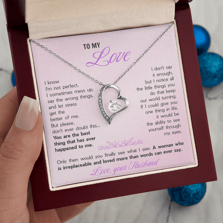 Forever Love Necklace for Wife - Romantic Gift from Husband with Heartfelt "You're The Best Thing" Message Card - The Love Sparkle