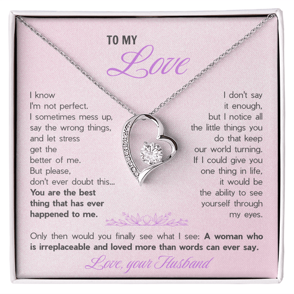 Forever Love Necklace for Wife - Romantic Gift from Husband with Heartfelt "You're The Best Thing" Message Card - The Love Sparkle