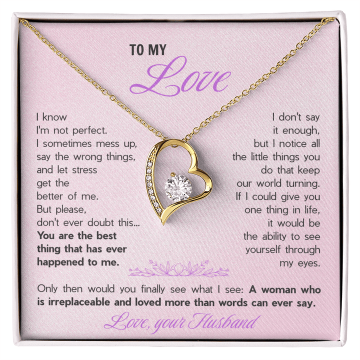 Forever Love Necklace for Wife - Romantic Gift from Husband with Heartfelt "You're The Best Thing" Message Card - The Love Sparkle