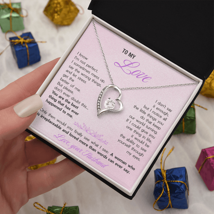Forever Love Necklace for Wife - Romantic Gift from Husband with Heartfelt "You're The Best Thing" Message Card - The Love Sparkle