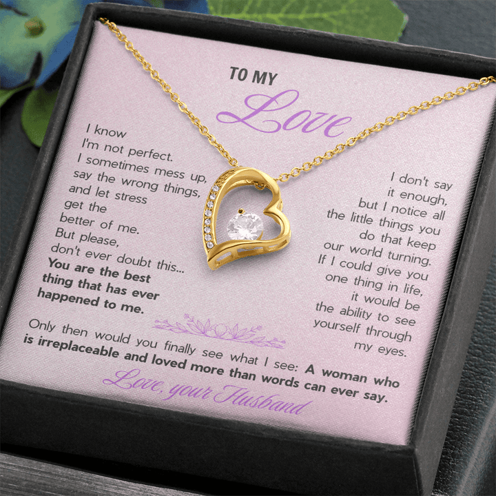 Forever Love Necklace for Wife - Romantic Gift from Husband with Heartfelt "You're The Best Thing" Message Card - The Love Sparkle