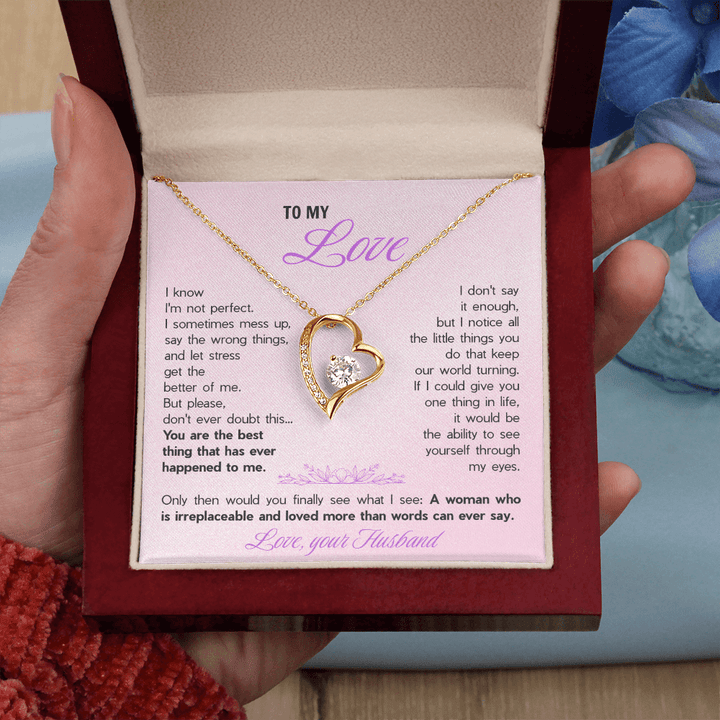 Forever Love Necklace for Wife - Romantic Gift from Husband with Heartfelt "You're The Best Thing" Message Card - The Love Sparkle