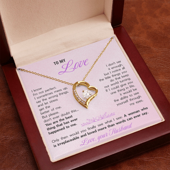 Forever Love Necklace for Wife - Romantic Gift from Husband with Heartfelt "You're The Best Thing" Message Card - The Love Sparkle