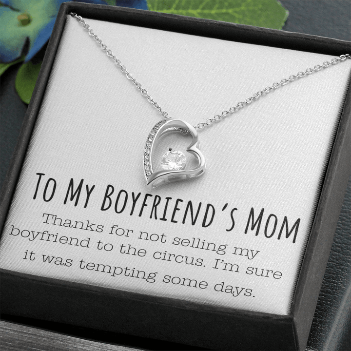 Funny Gift for Boyfriend's Mom - Forever Love Necklace - Humorous Necklace for His Mom - The Love Sparkle