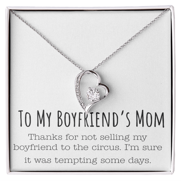 Funny Gift for Boyfriend's Mom - Forever Love Necklace - Humorous Necklace for His Mom - The Love Sparkle