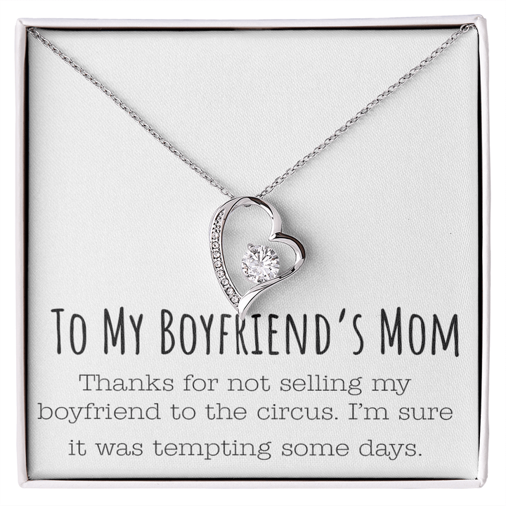Funny Gift for Boyfriend's Mom - Forever Love Necklace - Humorous Necklace for His Mom - The Love Sparkle