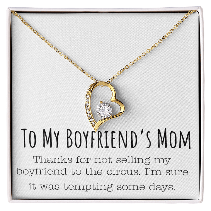 Funny Gift for Boyfriend's Mom - Forever Love Necklace - Humorous Necklace for His Mom - The Love Sparkle