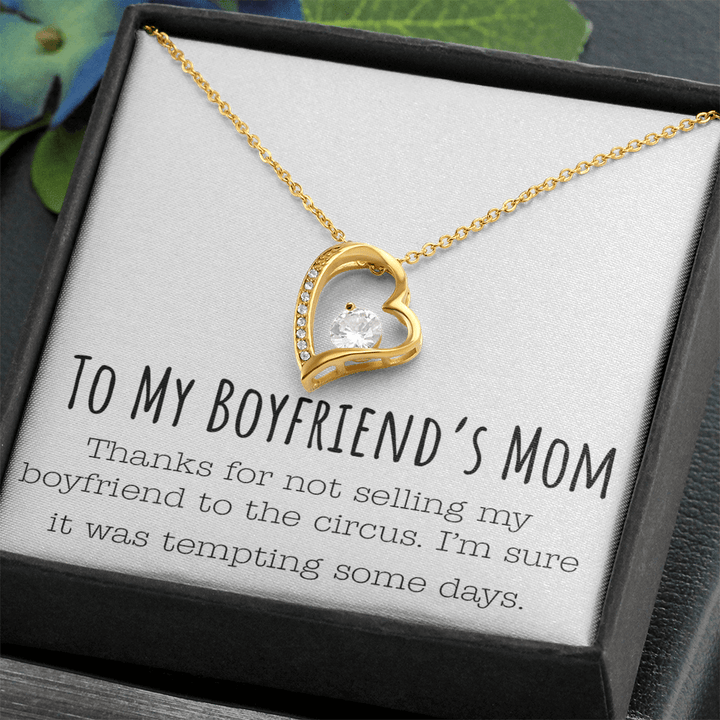 Funny Gift for Boyfriend's Mom - Forever Love Necklace - Humorous Necklace for His Mom - The Love Sparkle