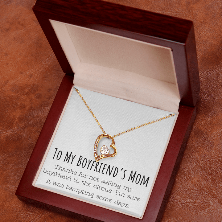 Funny Gift for Boyfriend's Mom - Forever Love Necklace - Humorous Necklace for His Mom - The Love Sparkle