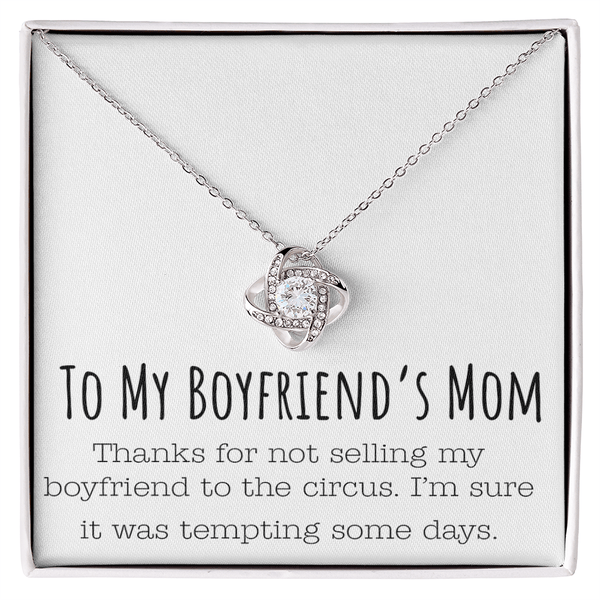 Funny Gift for Boyfriend's Mom - Love Knot Necklace - Humorous Necklace for His Mom - The Love Sparkle