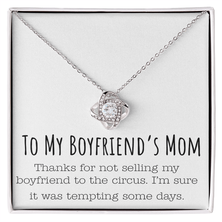 Funny Gift for Boyfriend's Mom - Love Knot Necklace - Humorous Necklace for His Mom - The Love Sparkle