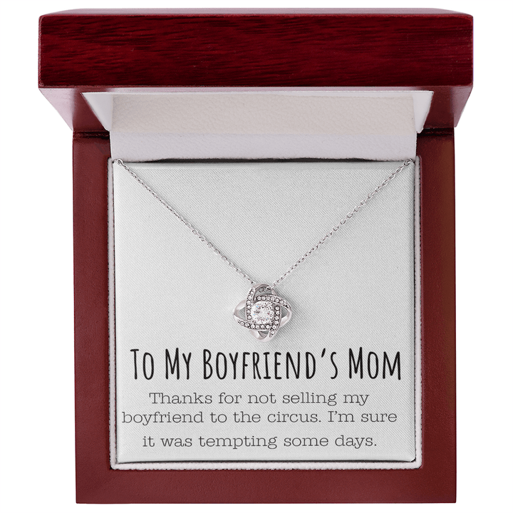 Funny Gift for Boyfriend's Mom - Love Knot Necklace - Humorous Necklace for His Mom - The Love Sparkle