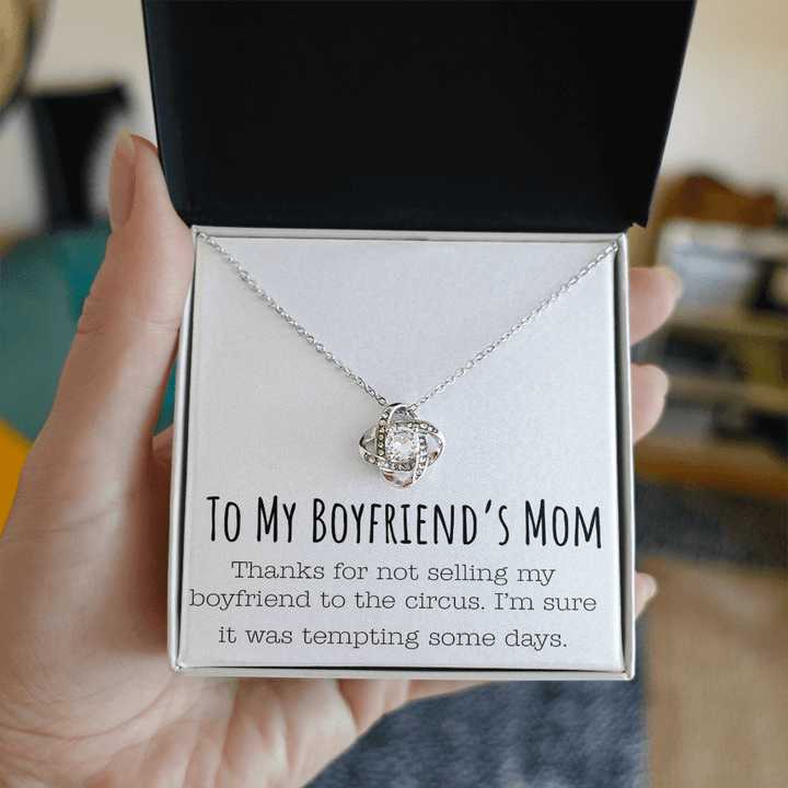 Funny Gift for Boyfriend's Mom - Love Knot Necklace - Humorous Necklace for His Mom - The Love Sparkle