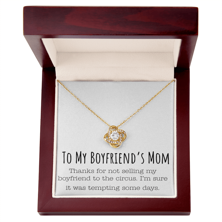 Funny Gift for Boyfriend's Mom - Love Knot Necklace - Humorous Necklace for His Mom - The Love Sparkle