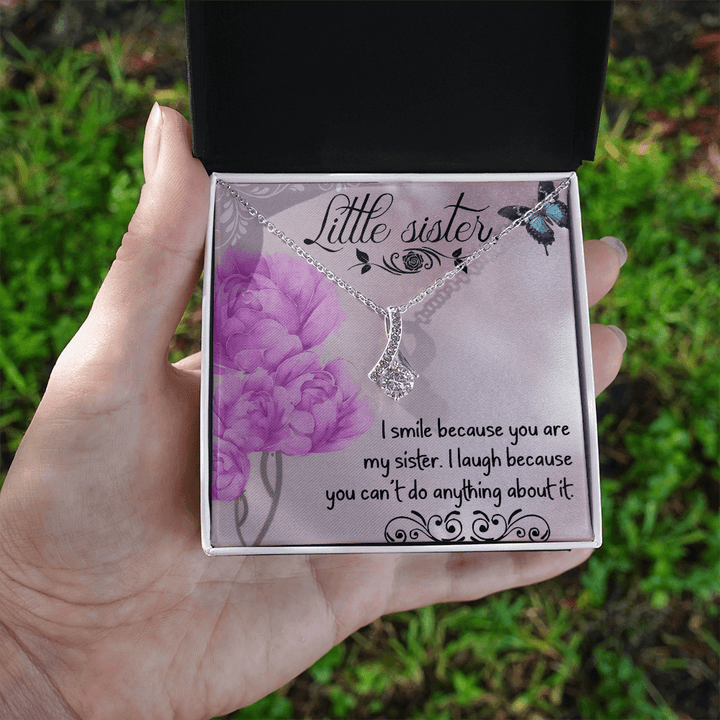 Funny Gift for Little Sister - Alluring Beauty Necklace - "Can't Do Anything About It" - The Love Sparkle