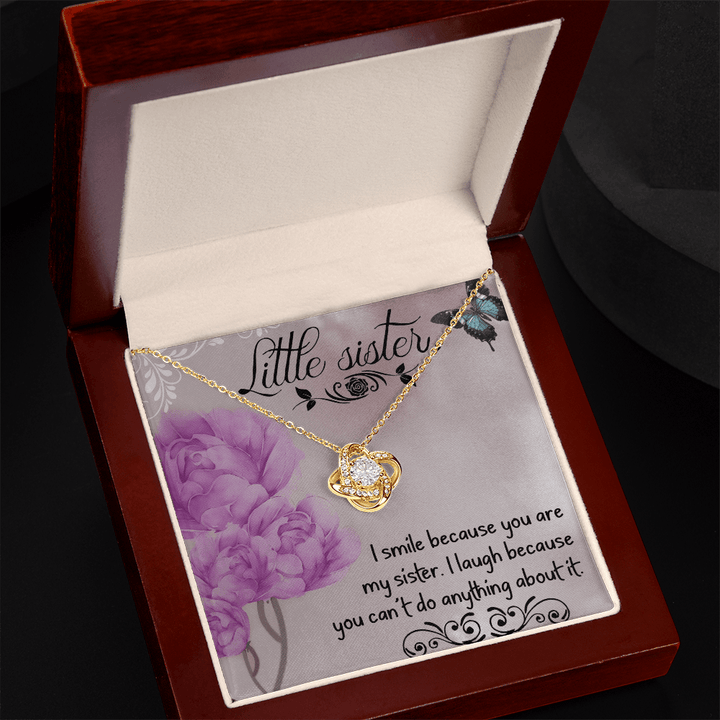 Funny Gift for Little Sister - Love Knot Necklace - "Can't Do Anything About It" - The Love Sparkle