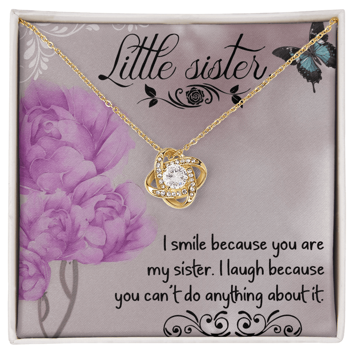 Funny Gift for Little Sister - Love Knot Necklace - "Can't Do Anything About It" - The Love Sparkle
