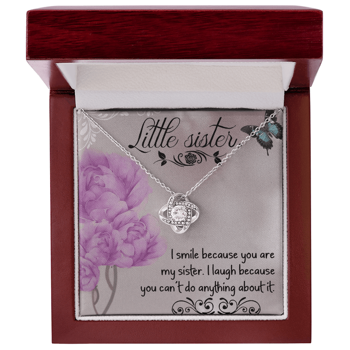 Funny Gift for Little Sister - Love Knot Necklace - "Can't Do Anything About It" - The Love Sparkle