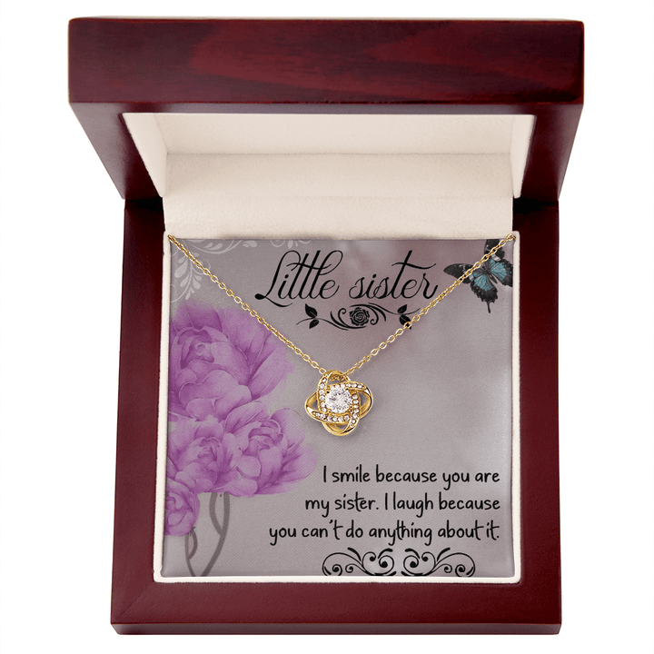 Funny Gift for Little Sister - Love Knot Necklace - "Can't Do Anything About It" - The Love Sparkle