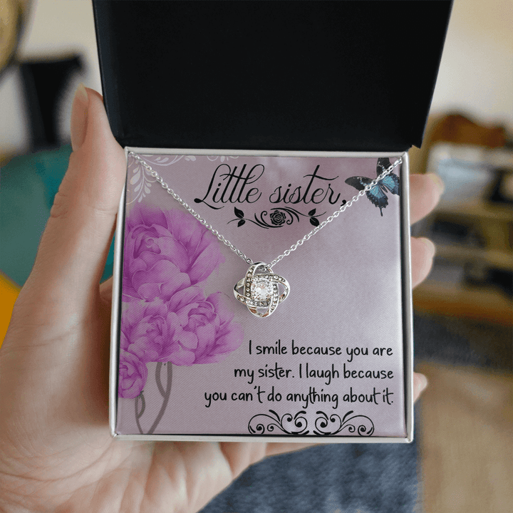 Funny Gift for Little Sister - Love Knot Necklace - "Can't Do Anything About It" - The Love Sparkle