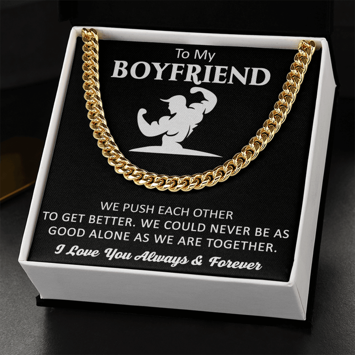 Gift for Boyfriend - Cuban Link Chain - "Stronger Together" - The Love Sparkle