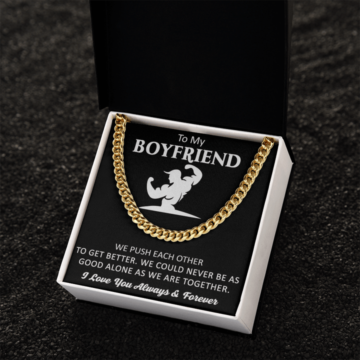 Gift for Boyfriend - Cuban Link Chain - "Stronger Together" - The Love Sparkle