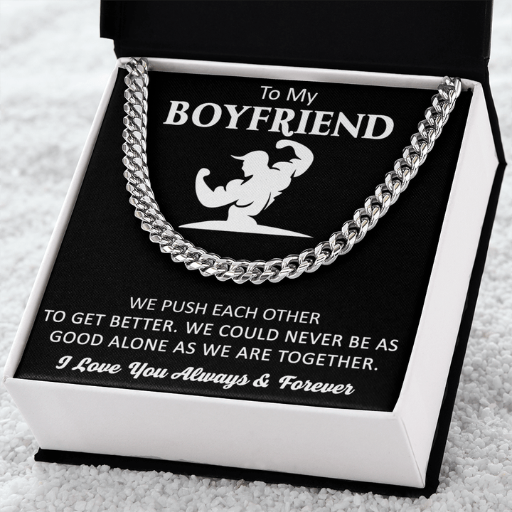 Gift for Boyfriend - Cuban Link Chain - "Stronger Together" - The Love Sparkle