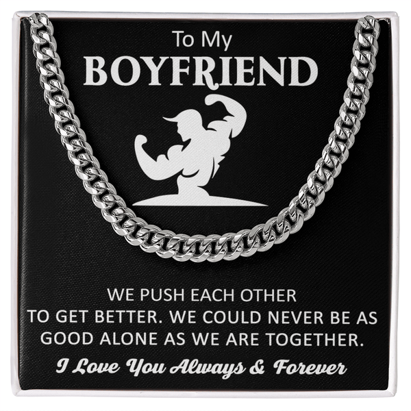 Gift for Boyfriend - Cuban Link Chain - "Stronger Together" - The Love Sparkle