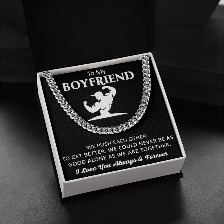 Gift for Boyfriend - Cuban Link Chain - "Stronger Together" - The Love Sparkle