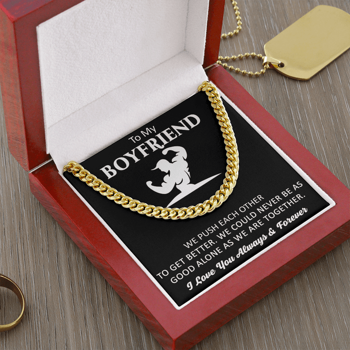 Gift for Boyfriend - Cuban Link Chain - "Stronger Together" - The Love Sparkle