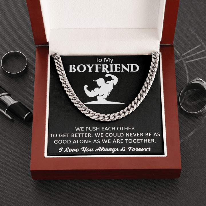Gift for Boyfriend - Cuban Link Chain - "Stronger Together" - The Love Sparkle