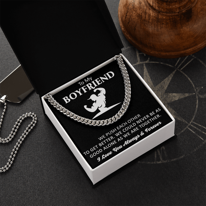Gift for Boyfriend - Cuban Link Chain - "Stronger Together" - The Love Sparkle