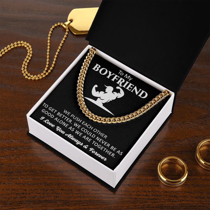 Gift for Boyfriend - Cuban Link Chain - "Stronger Together" - The Love Sparkle