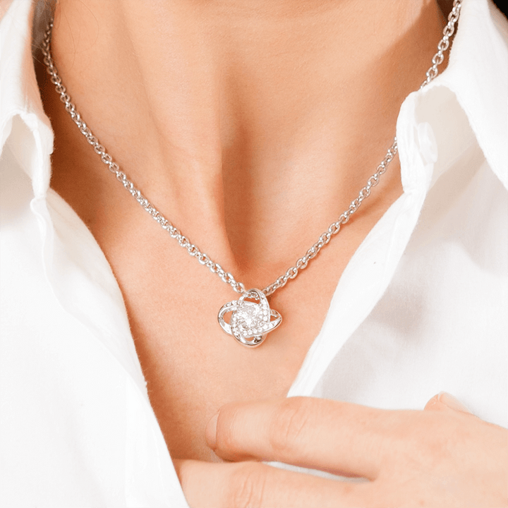 Gift for Boyfriend's Mom - Love Knot Necklace with Message Card - The Love Sparkle